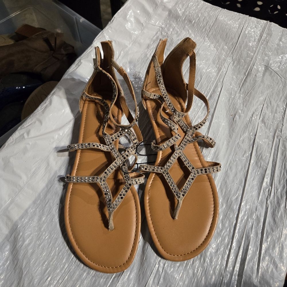 Torrid Tan Gladiator Sandals with Rhinestone Straps